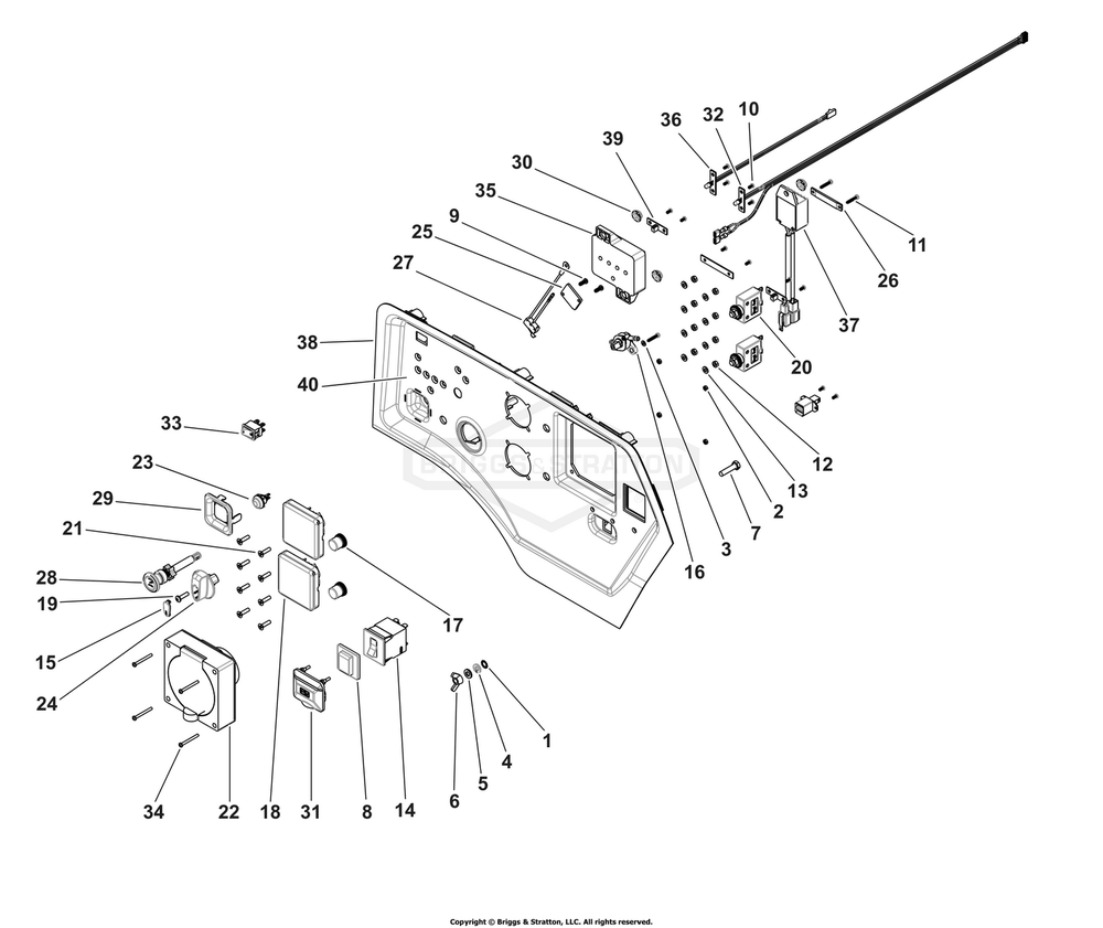 Control Panel (80101998) Diagram and Parts List for 030851-01  Briggs and Stratton Generator